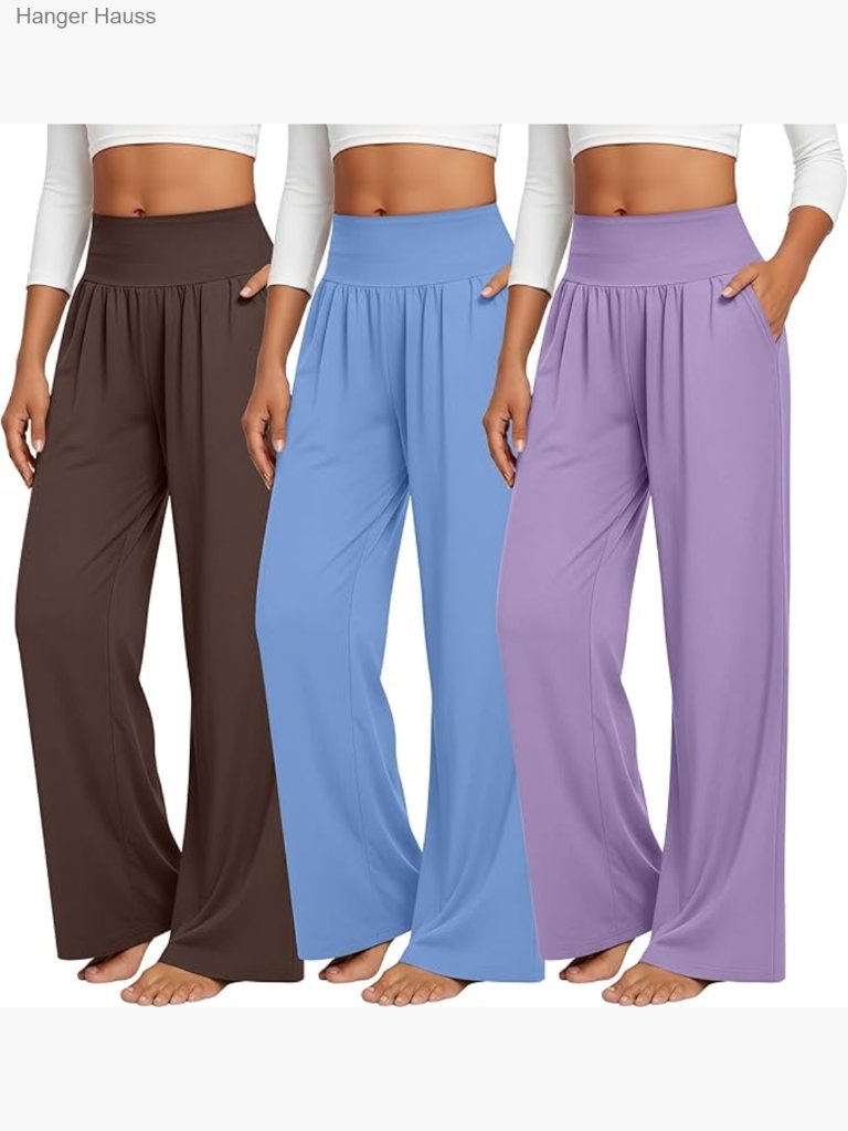 Medium Wide Leg Yoga Pants With Pockets, Stretch Sweatpants For Lounge & Workout